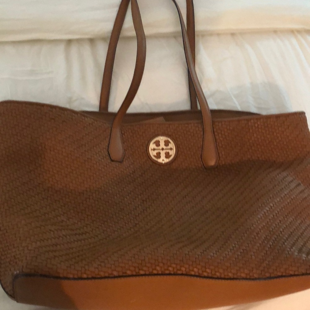 Tory Burch woven leather tote